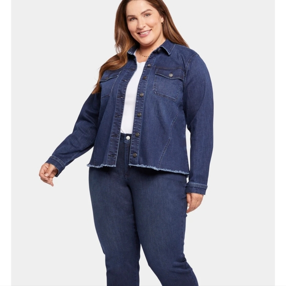 NYDJ frayed Hem Denim Jacket In Plus Size 1X - Picture 5 of 7